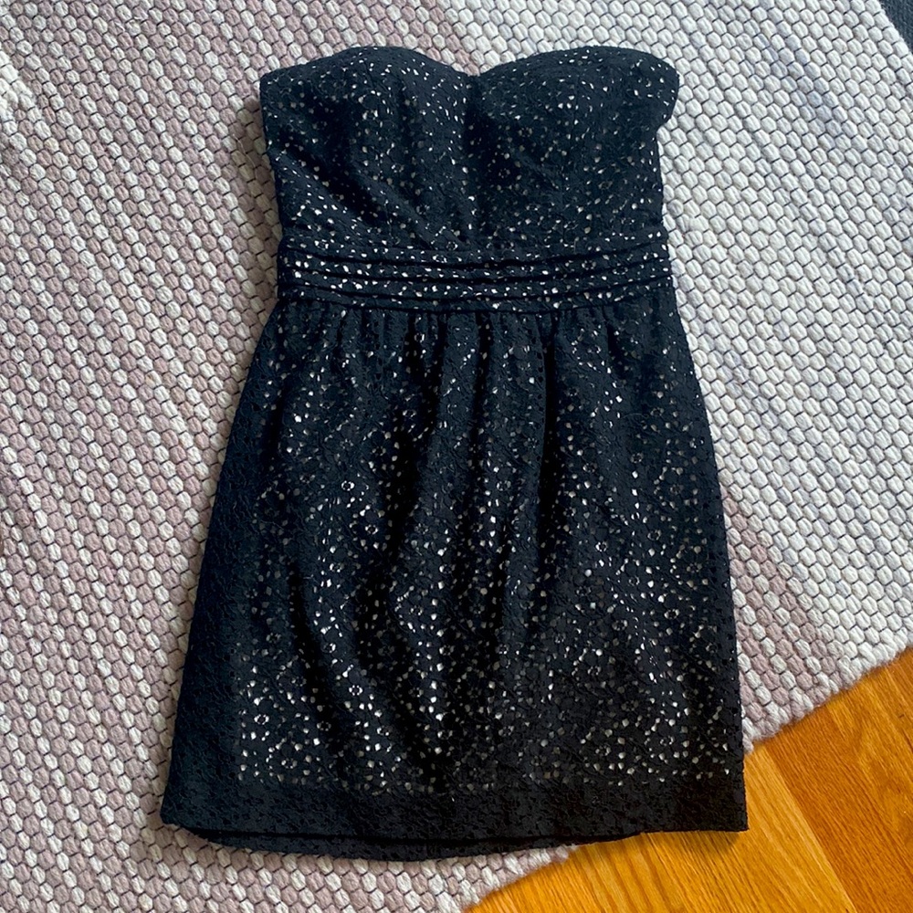Black and beige lace overlay mini dress by Pins and Needles, size 4.